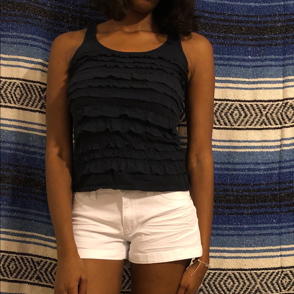 ABERCROMBIE| Navy ruffled tank top